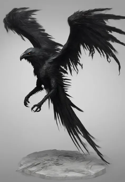 there is a black bird with a white and black body and a black head, detailed full body concept, realistic creature concept, full body concept, creature concept art, raven monster, creature design, concept creature character art, crow in cyber armour, human...