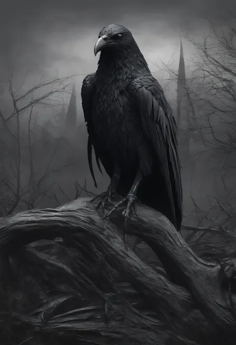 there is a black bird with a white and black body and a black head, concept art inspired by Wayne Barlowe, zbrush central contest winner, digital art, detailed full body concept, realistic creature concept, full body concept, creature concept art, raven mo...