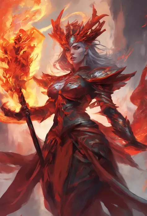 a close up of a person with a bow and a bow, lava and fire goddess, flame conjuring armored, fire mage, fire demon, black fire color reflected armor, appears as the fire goddess, infernal nymph, infernal nymph!!!, fire elemental, painted in the style arcan...