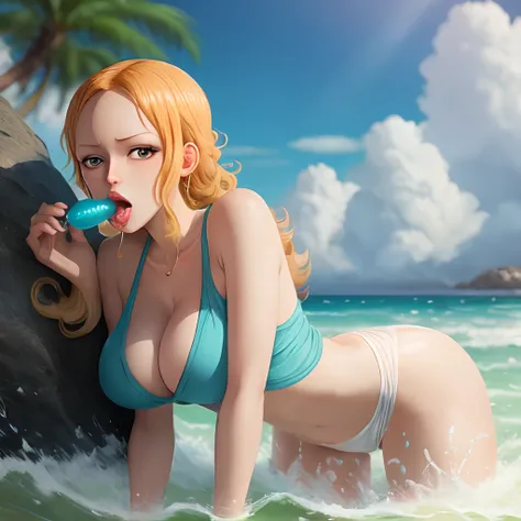 Nami from one piece sucking