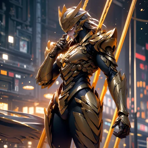 sagittarius golden saint seiya weairing spiderman suit，full body like，combats，close-up，of a real，facial features are carefully d...