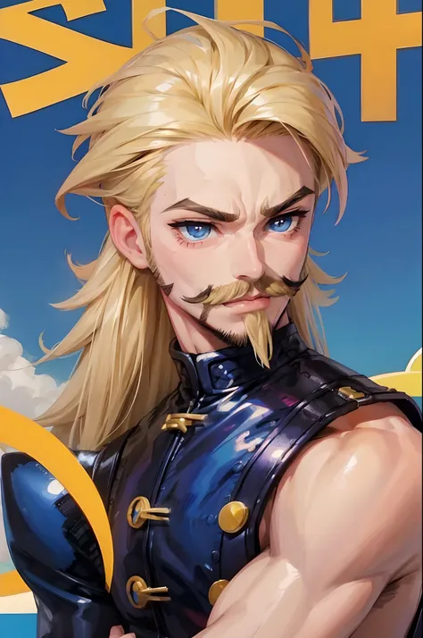 1 Bratz Boy, 1 male Bratz, blonde, mustache, facial hair, blue eyes. smoking