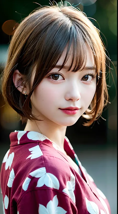 (8K, Raw photo:1.2), Detailed face and eyes,Best Quality, 超A high resolution, Highly detailed ,intricate detailes ,masutepiece ,Cute Girl , Soft cinematic light, Hyper-detailing,Sharp Focus, High quality, Blonde hair, bob cuts, Yukata