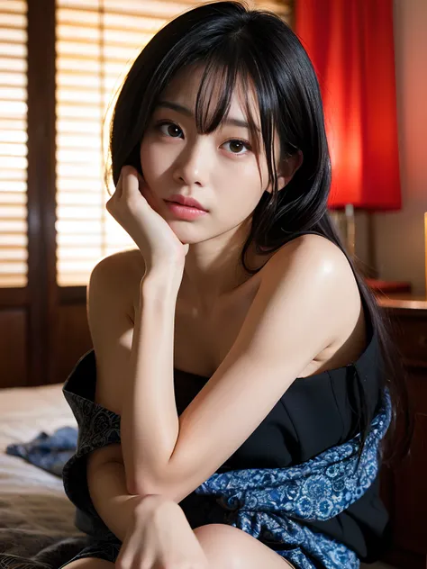 Best-quality, Masterpiece, Ultra-High-Resolution, (Photorealistic:1.4), Raw-Photo, Extremely-Details, Perfect-Anatomy, 

1girl, 12-years-old, the most popular Japanese actress, in her room, portrait, (((((very completely drunk, high on illegal drugs))))), ...