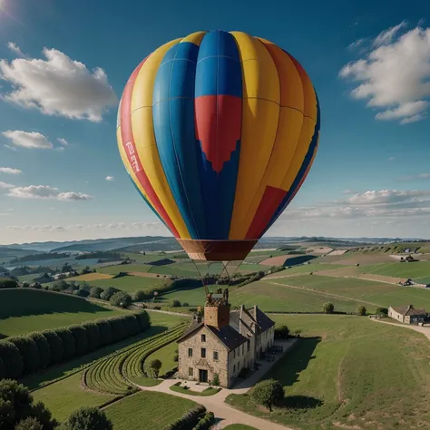 colorful hot air balloon flying over the French countryside,

sharp focus, high resolution, highly detailed, 

epic surrealism style, epic crayon drawing with mature artistic details, vivid colors, bold lines...