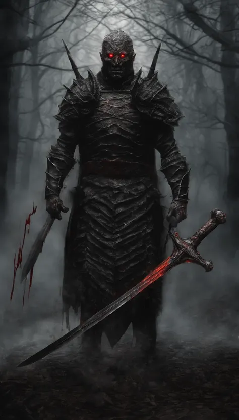 (best quality,ultra-detailed,realistic:1.37),ancient warrior with sword and shield,supernatural art,demonic creature,red glowing eyes,extremely detailed portrait, portrait, warrior, ancient, sword, shield, supernatural, demonic creature, red glowing eyes