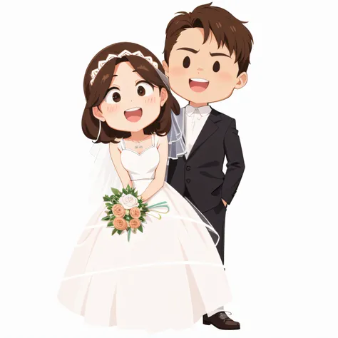 Bride and Groom Clipart PNG, Bride and groom, Happy couple, cute couple, wedding photo, Wedding, couple pose, couples portrait, Smiling couple, couple, marriage, Bride, couples portrait, Cartoon style illustration, bridegroom, comic book illustration, grow...