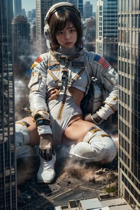 ((top-quality、in 8K、​masterpiece:1.3、Raw photo))、Super high quality photos, In the city, ((Aerial Photography)), Giant astronaut, Perfect beauty 20 year old idol Japan woman, ((der riese)), highly detailed giantess shot、Giant Art、der riese、highly detailed ...