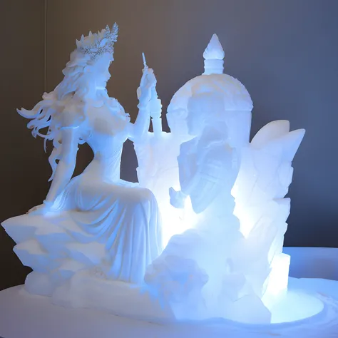 Statue of the goddess made of ice sculpture