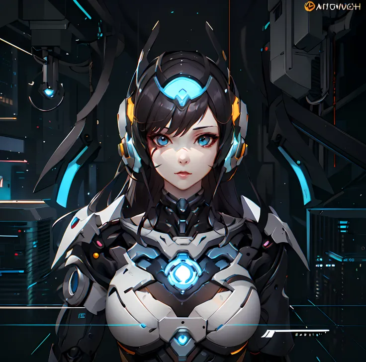 Close-up of a woman wearing headphones and a futuristic helmet, overwatch design, Digital cyberpunk anime art, glass oled mecha visor, overwatch style, overwatch fanart, trending on cgstation, 《overwatch》inspiration, inspired by Leng Mei, G Liulian art sty...