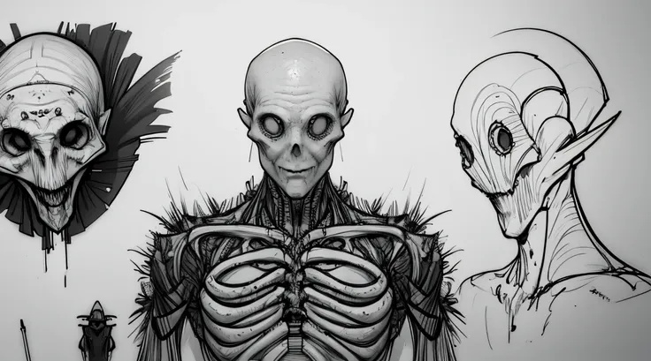 sketches of a grey alien autopsy