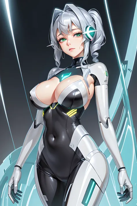 top-quality、2d animation please provide an illustration of a broken female robot being repaired..。she is a former human woman、ag...