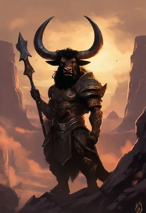 Thunderbolt(Black Minotaur:1.5)，Who has an ax（Minotaur Monster：1.8），Cow standing with an ax，Painful expression，(Raise your head to the sky and roar:1.8)，funk，shudder，Gothic，barroco，（The arc was freed from the hands of a female mage），Current Spreads，Medieva...