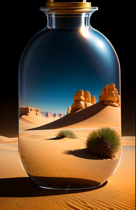 desert in a bottle、fluffly、realisitic、Refraction of atmospheric light、Nikon D850 Film Stock Photo by Lee Jefferies 4 Kodak Portra 400 Camera F1.6 lenses Rich colors Ultra-realistic textures Dramatic lighting Unreal Engine Cinestir 800 trending at Art Stati...