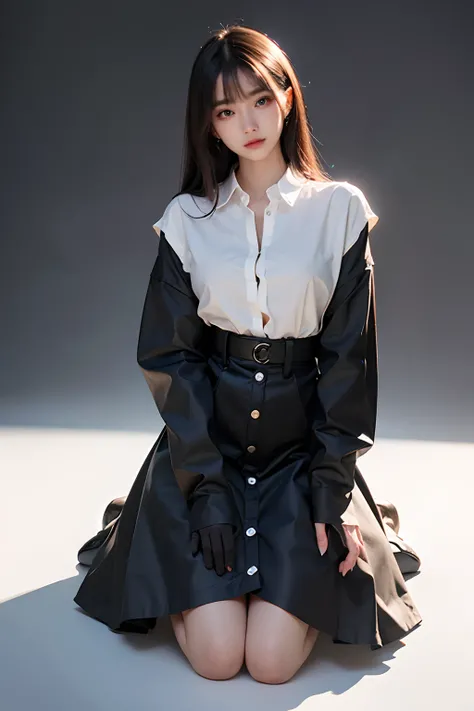 超A high resolution,masutepiece,Best Quality,
extremely delicate face,Detailed eyes,very intricate,perfect glossy shiny skins,Perfect Lighting,Detailed Lighting,Dramatic shadows,Ray tracing,
1girll,full body Esbian,white oversized button-up shirt,view the v...