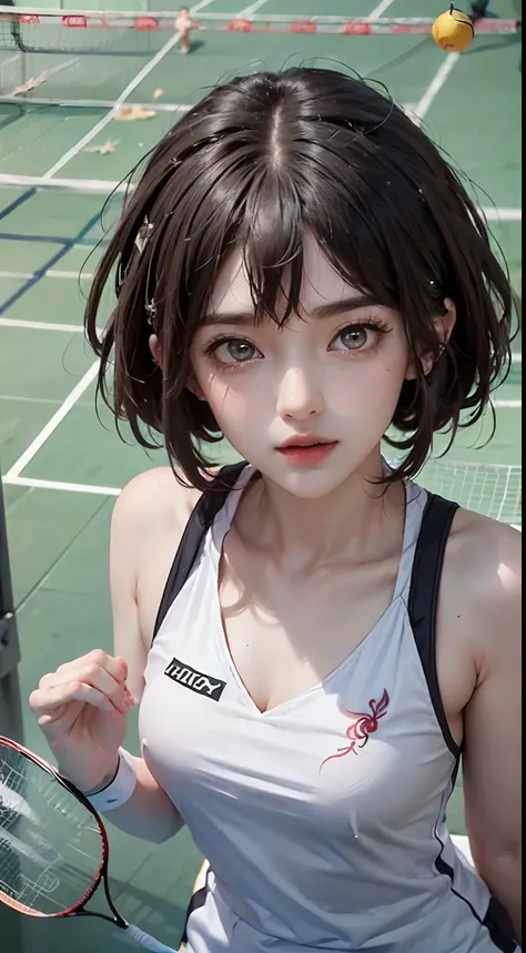 (birds eyes view, Badminton player:1.5), Accurate anatomical details:1.5, tmasterpiece, top-quality:1.5, (actual:1.4), (RAW photos:1.4), extremely detaild的 CG unified 8k wallpapers, Exquisite, Meticulous attention to detail, offcial art, (Beautiful eyes an...