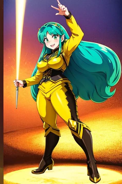 masterpiece, best quality,, corset, breastplate,lum, , urusei yatsura, cloak, pants, pullover kimono,martial pov,, pantyhose, sharpteeth, standing,smile, matial art,, full body, boots , pant, medium breast, pants, pullover,martial pov,god rays, ray tracing...