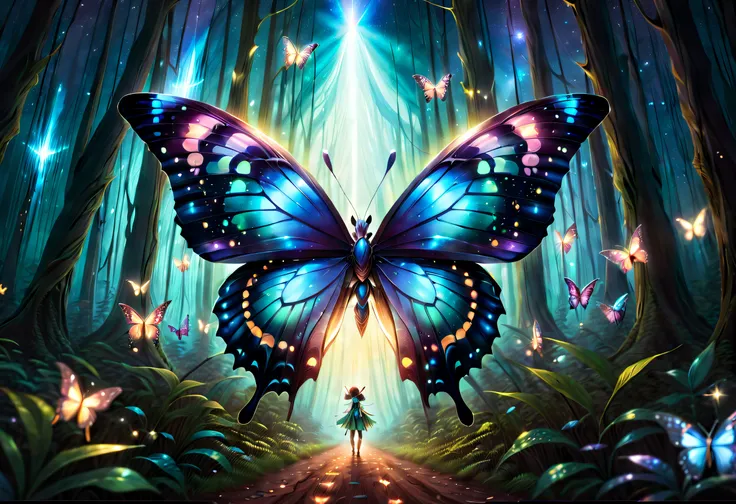 (starlight butterfly: 1.5), giant butterfly, butterfly wings, butterflies fly, giant starlight butterfly in the night starry sky...