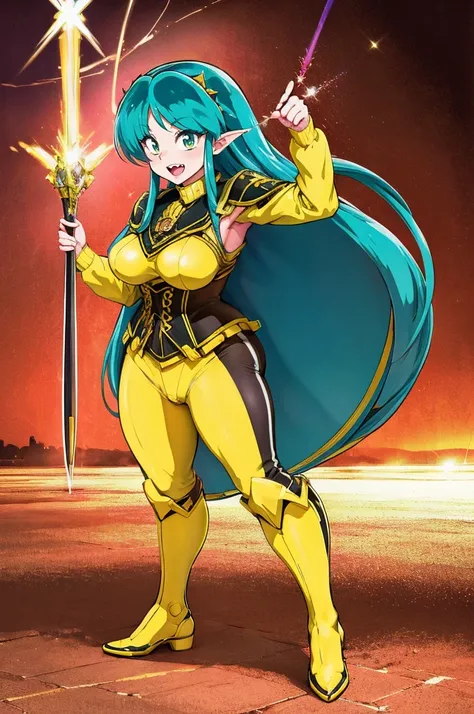 masterpiece, best quality,, corset, breastplate,lum, , urusei yatsura, cloak, pants, pullover kimono,martial pov,, pantyhose, sharpteeth, standing,smile, matial art,, full body, boots , pant, medium breast, pants, pullover,martial pov,god rays, ray tracing...