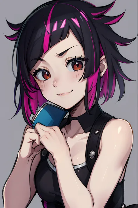 8k, ultra detalhe,lilia vanrouge, multicolored hair,streaked hair,black hair,pink hair, graves,