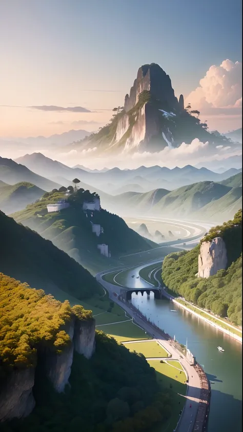 (best quality,4k,8k,highres,masterpiece:1.2),ultra-detailed,(realistic,photorealistic,photo-realistic:1.37), Guangdongs New Era: A monumental "Yue" (Cantonese character) shape dominates the canvas, representing the vibrant spirit of Guangdong province. The...