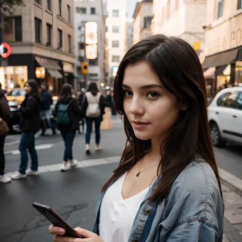 Girl with a cell phone in her hand