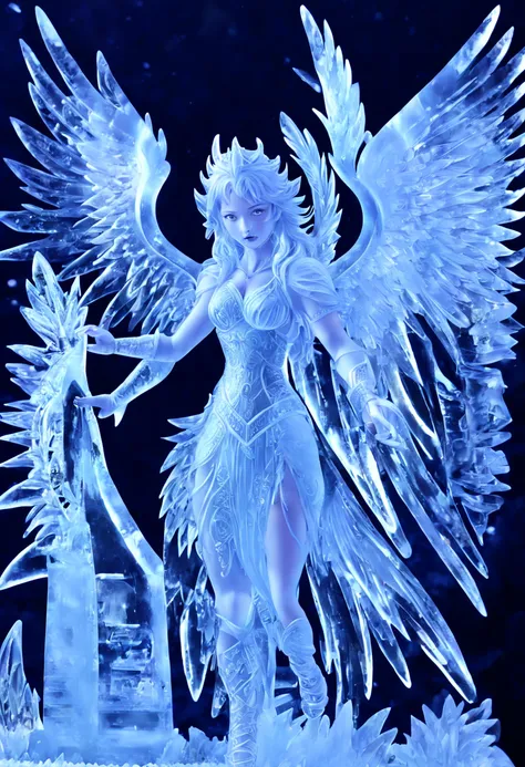 fantasy art, rpg art, peicesculpture a picture of an (ice sculpture: 1.5) (ultra detailed, masterpiece, best quality: 1.4) of an...