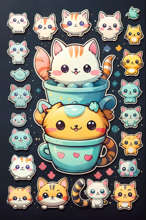 adhesive,1cat,cute,kawaii,cute,cute,chibi simple background,