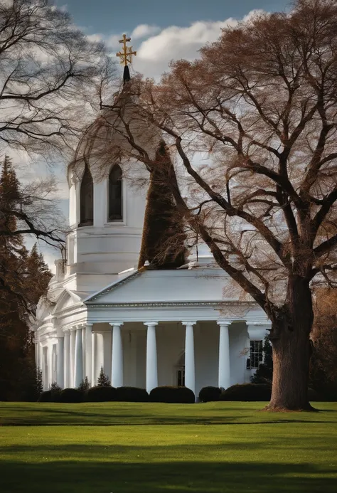 crosses，white house，church