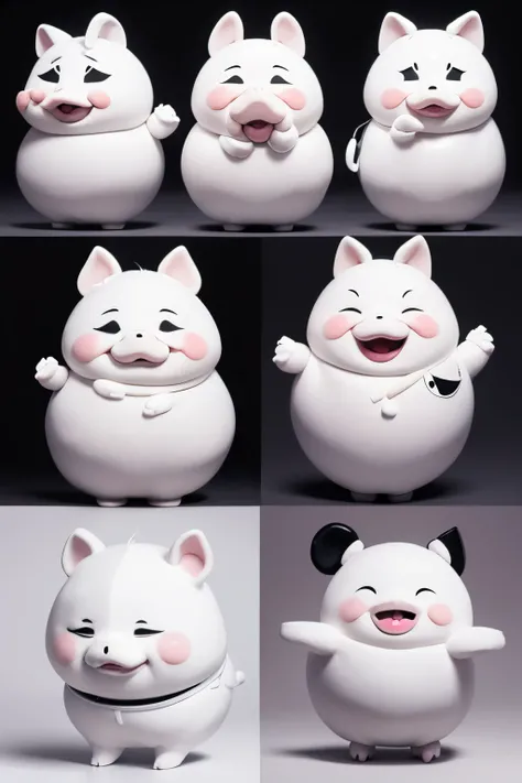 a white pig,emoji,anthropomorphic style, Disney style, black strokes, different emotions,multiple poss and expressions.8k --ar 3:4 --style cute --niji 5