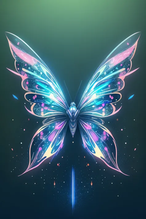 circuitboardai butterfly close-up，the background is lightning, radiated butterfly,  butterfly in starry sky，futuristic sci-fi bu...