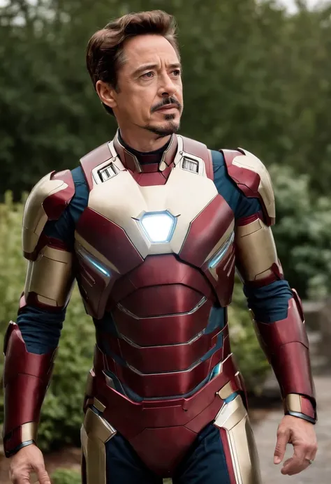 A photo of Tony Stark at a charity event, speaking to a crowd about the importance of technology in improving lives.,Marvel Cinematic Universe,Stark is typically depicted as handsome and stylish, with neatly groomed facial hair, a sophisticated sense of fa...