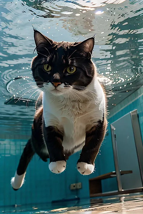 cat swimming