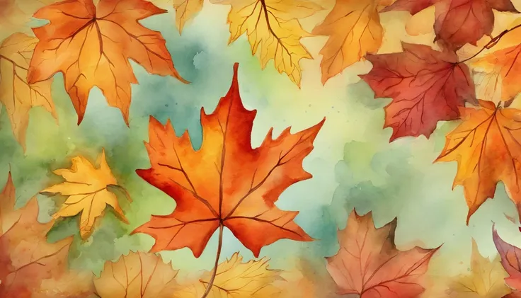 maple leaves，the watercolor style