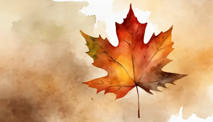 maple leaf，Dirt roads，the watercolor style