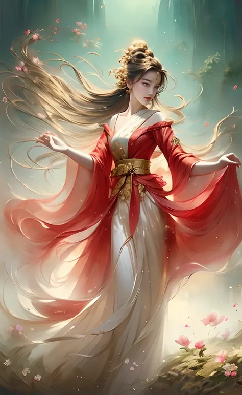 anime girl dancing on the cliff, beautiful digital artwork, a beautiful artwork illustration, palace ， a girl in hanfu, by yang ...