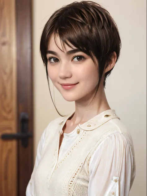 97
(a 20 yo woman,is standing), (A hyper-realistic), (high-level image quality), ((short-hair:1.46)), (Hair smooth), (Gentle smile), (Keep your mouth shut)