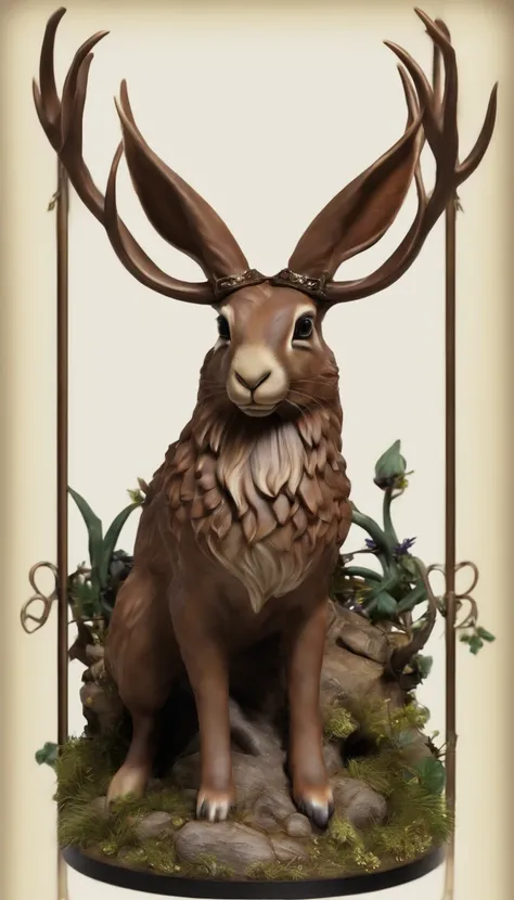 Ritter Jackalope, kurzes lila Haar, Jackalope-Geweih, dark armor(Meisterwerk, best quality)