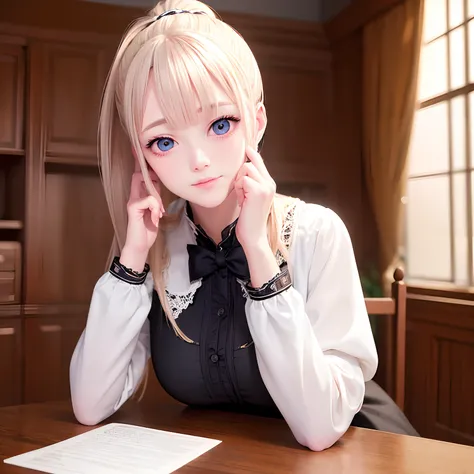 (masterpiece:1.2, best quality), realistic, (real picture, intricate details, depth of field), solo,1girl,bishojo,beautiful detailed eyes,Student uniforms, platinum blonde hair, ponytail