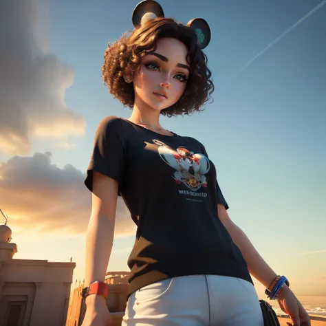 Disney 3d 4k menina morena cabelo cacheado