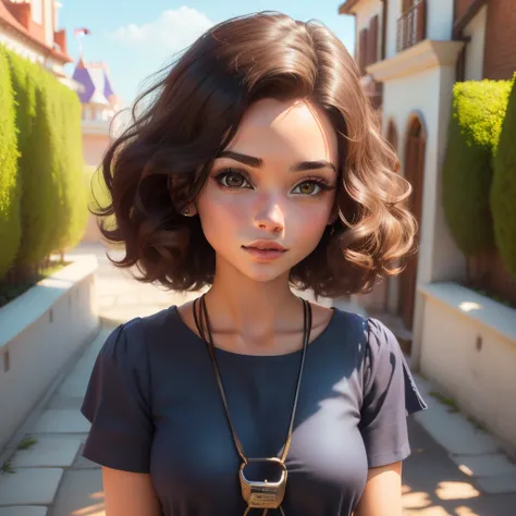 Disney 3d 4k menina morena cabelo cacheado