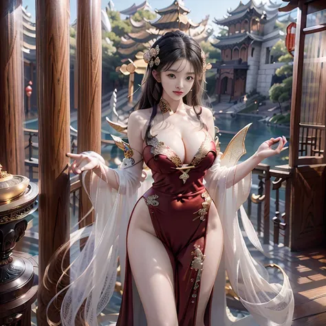 ancient Chinese style mythology，Fantasy novels，Beautiful CG monk，Chinese woman，White-haired witch，faeries，Large breasts ，Big ass and beautiful legs，Ultra HD Wallpapers Best Quality, 4K, 8K, A high resolution, tmasterpiece:1.2), ultra - detailed, 18