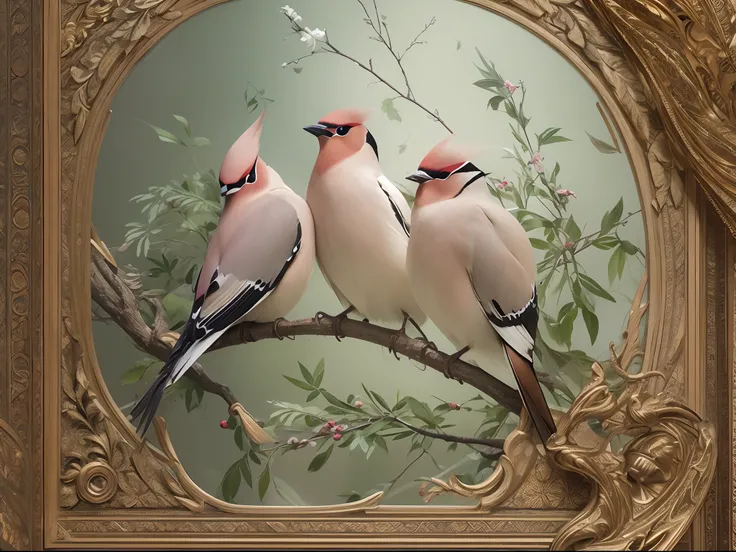 Ethereal Bohemian, Waxwing bird, intricate details, ornate detailed illustration, octane render, William Morris style, trending on artstation