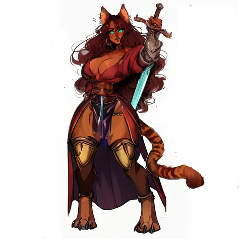 pelvic curtain made of leather, (commission for lineart), official character art, fantasy d&d character, tabaxi :: rogue, d&d character commission, tabaxi, anthropomorphic female cat, catgirl, tiefling rogue, tiefling from d & d, (athropomorphic:1), furry,...