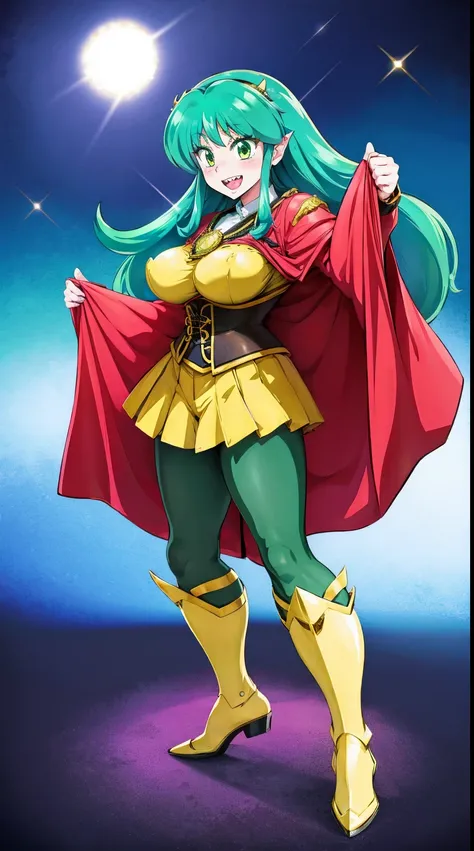 masterpiece, best quality,, corset, breastplate,lum, , urusei yatsura, cloak, pants, pullover kimono,martial pov,, pantyhose, sh...