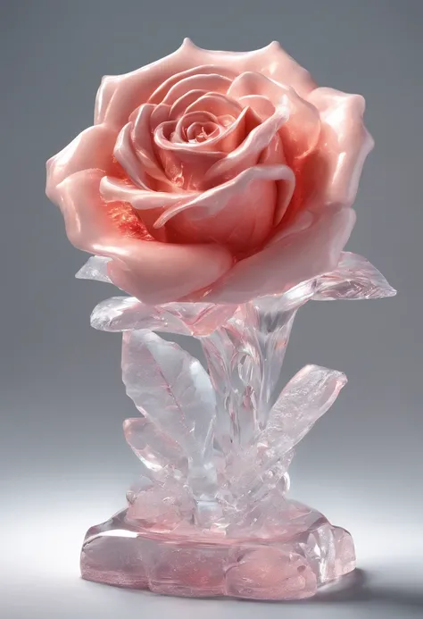 ((a rose ice sculpture made of ice))