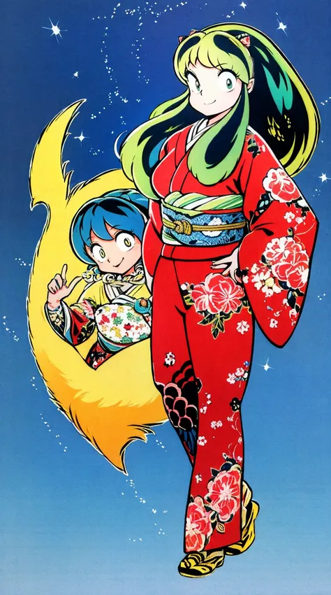 masterpiece, best quality,, corset, breastplate,lum, , urusei yatsura, cloak, pants, pullover kimono,martial pov,, pantyhose, sh...