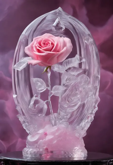 ((a rose ice sculpture made of ice))