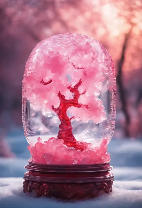 ((a cute cherry ice sculpture made of ice))