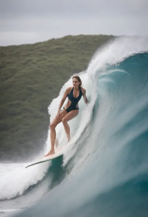 The image is of a woman standing on a surfboard, riding a massive wave in the ocean.,original,Reply Guy is your typical homebody, unpopular with women, often wears hoodies, doesnt shower frequently, etc.